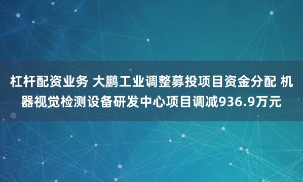 杠杆配资业务 大鹏工业调整募投项目资金分配 机器视觉检测设备研发中心项目调减936.9万元