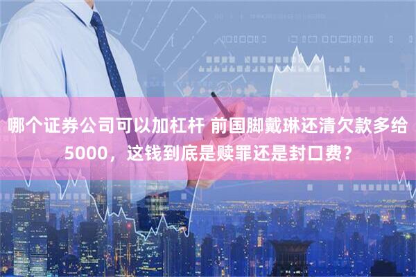 哪个证券公司可以加杠杆 前国脚戴琳还清欠款多给5000，这钱到底是赎罪还是封口费？